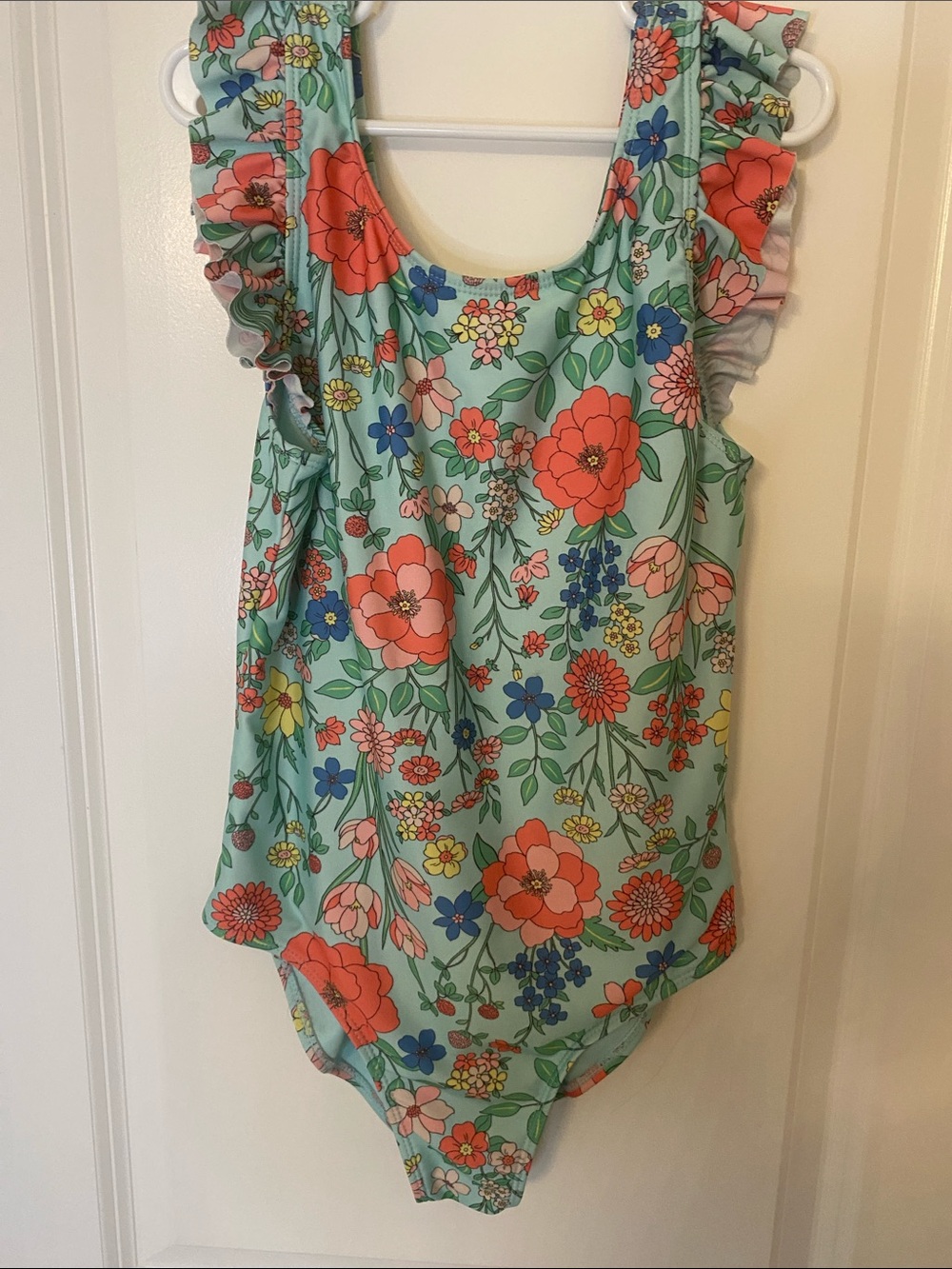 wonder nation Floral Ruffle One-Piece Swimsuit - Aqua & Coral